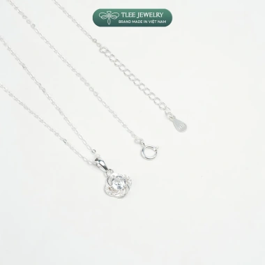 Dây chuyền bạc nữ TLEE cỏ bốn lá cánh tim đính đá sang trọng - May mắn, giảm giá 650k