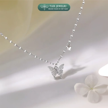 Dây chuyền bạc nữ TLEE D305 - Dây hoa chặn, mặt hồ điệp đá lấp lánh, chỉ 572k 2