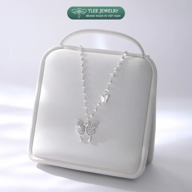 Dây chuyền bạc nữ TLEE D305 - Dây hoa chặn, mặt hồ điệp đá lấp lánh, chỉ 572k 7