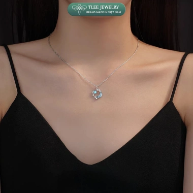Dây chuyền bạc nữ TLEE Dreamy Moon trăng sao đá moonstone lấp lánh - Giá 510k