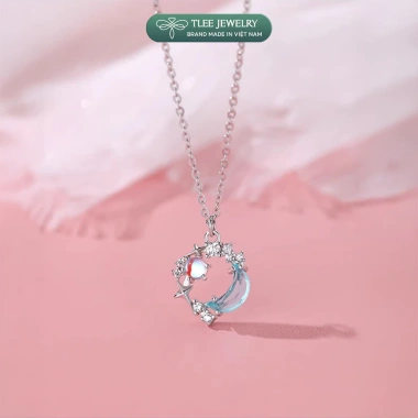 Dây chuyền bạc nữ TLEE Dreamy Moon trăng sao đá moonstone lấp lánh - Giá 510k
