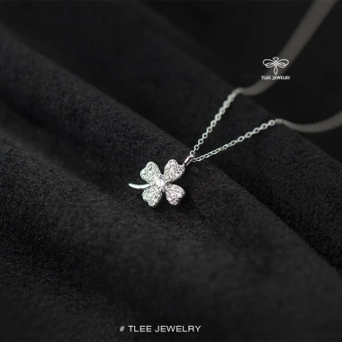 Dây chuyền bạc nữ TLEE vòng cỏ bốn lá cánh tim đá to sang trọng D135 - Giá 576k 4