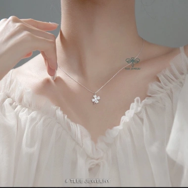 Dây chuyền bạc nữ TLEE vòng cỏ bốn lá cánh tim đá to sang trọng D135 - Giá 576k 7