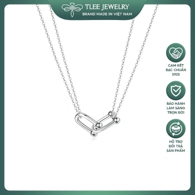 Dây chuyền bạc nữ TLEE - Vòng cổ móc kép trơn cá tính, giảm còn 960.000đ