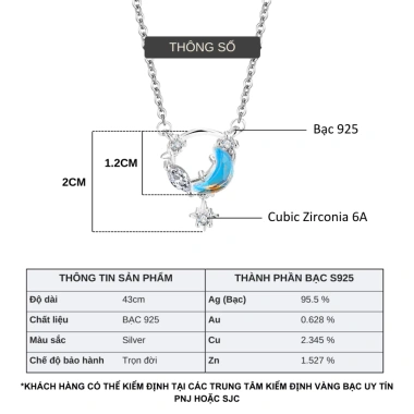 Dây chuyền bạc nữ Tyche Ocean nạm đá chốt khóa cao cấp, phù hợp đi học, đi chơi, đi làm