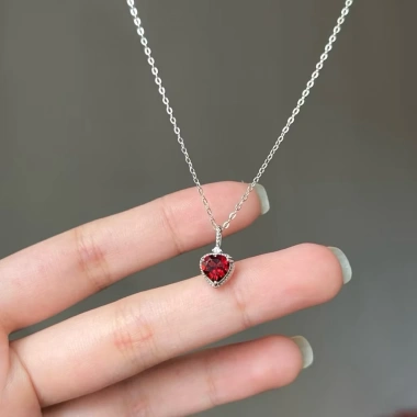 Dây chuyền bạc S925 đính garnet rượu vang 5x7mm - Nữ thần tình yêu, may mắn, giá 650.000đ 8