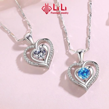 Dây chuyền bạc S999 nữ đính đá CZ trái tim cách điệu Navy - Giá ưu đãi 2.594.000₫