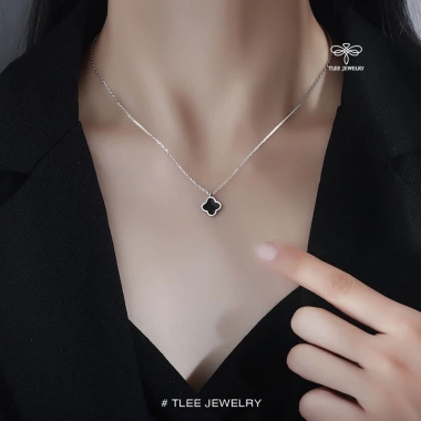 Dây chuyền bạc TLEE mặt cỏ bốn lá đá mã não tự nhiên viền bo hạt lấp lánh - 624.000₫ 7