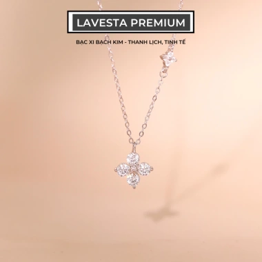 Dây chuyền bạc xi bạch kim LAVESTA LAV148 Lani mặt cỏ 4 lá may mắn, hộ mệnh cảm xúc, giá ưu đãi 900.000₫