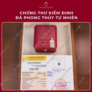 Dây chuyền bạc Ý 925 trái tim đá thiên nhiên Garnet Topaz Citrine Peridot Amethyst phong thủy may mắn giảm giá 750k 2
