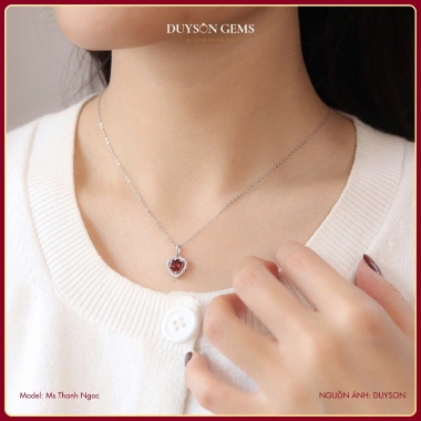 Dây chuyền bạc Ý 925 trái tim đá thiên nhiên Garnet Topaz Citrine Peridot Amethyst phong thủy may mắn giảm giá 750k 3