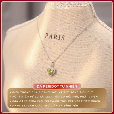 Dây chuyền bạc Ý 925 trái tim đá thiên nhiên Garnet Topaz Citrine Peridot Amethyst phong thủy may mắn giảm giá 750k 6