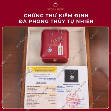 Dây chuyền bạc Ý 925 trái tim đá thiên nhiên Garnet Topaz Citrine Peridot Amethyst phong thủy may mắn giảm giá 750k 8