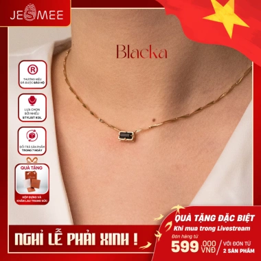Dây chuyền Choker Blacka Chain JESMEE Titanium xoắn vát đá đen - Giá 349.000đ