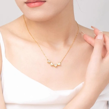 Dây chuyền cỏ bốn lá mạ vàng hình trái tim LSA05 LEOSIA cao cấp quà sinh nhật 650k 4