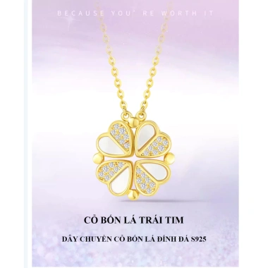 Dây chuyền cỏ bốn lá mạ vàng hình trái tim LSA05 LEOSIA cao cấp quà sinh nhật 650k 5