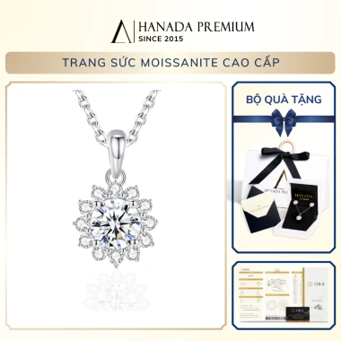 Dây chuyền Đá Moissanite 6.5mm Bạc 925 - Hoa Hướng Dương, Quà Tặng Hanada 1.883, 950.000₫