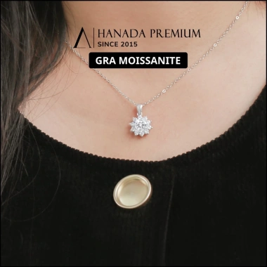 Dây chuyền Đá Moissanite 6.5mm Bạc 925 - Hoa Hướng Dương, Quà Tặng Hanada 1.883, 950.000₫