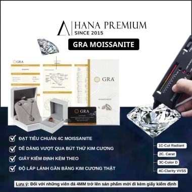Dây chuyền Đá Moissanite 6.5mm Bạc 925 - Hoa Hướng Dương, Quà Tặng Hanada 1.883, 950.000₫
