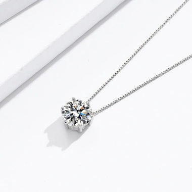 Dây chuyền kim cương Moissanite 0,8ct Caterina bạc sterling tròn - Giá giảm 1.640.000 VND
