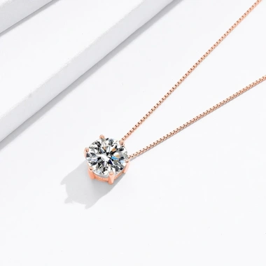 Dây chuyền kim cương Moissanite 0,8ct Caterina bạc sterling tròn - Giá giảm 1.640.000 VND