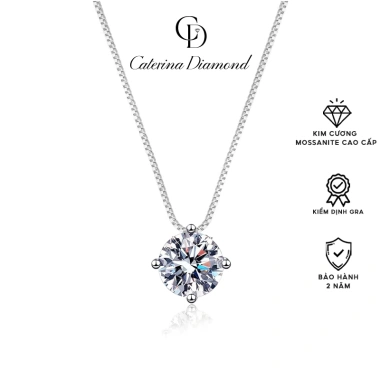 Dây chuyền kim cương Moissanite 0,8ct Caterina bạc sterling tròn - Giá giảm 1.640.000 VND