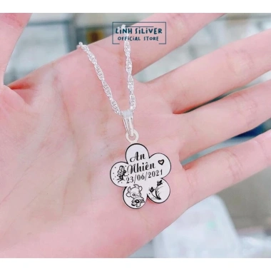 Dây chuyền mặt hoa khắc tên cho bé - bạc thỏi dày đẹp, giảm còn 796.000đ