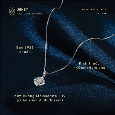 Dây chuyền Moissanite 5 ly JENSY bạc nữ Kiểm định GRA Julia, giá 1,138,000₫