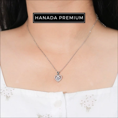 Dây chuyền Moissanite 6.5mm bạc 925 Hanada - Quà tặng 8/3 Trái tim viền đá C10 giá ưu đãi 1.2 triệu 5