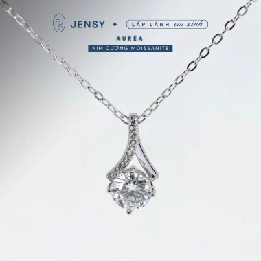 Dây chuyền Moissanite 7 ly JENSY Xi Bạch Kim, kiểm định GRA Aurea - Vòng cổ bạc nữ sang trọng, giá 809k
