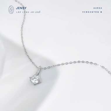 Dây chuyền Moissanite 7 ly JENSY Xi Bạch Kim, kiểm định GRA Aurea - Vòng cổ bạc nữ sang trọng, giá 809k