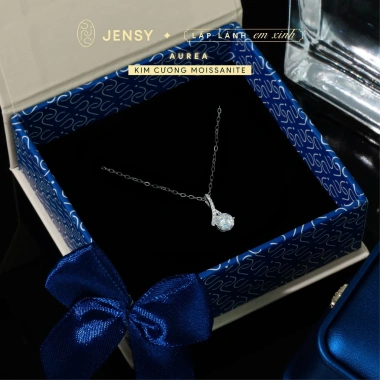 Dây chuyền Moissanite 7 ly JENSY Xi Bạch Kim, kiểm định GRA Aurea - Vòng cổ bạc nữ sang trọng, giá 809k
