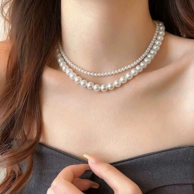 Dây chuyền ngọc trai nhân tạo choker áo dài Tết 2.026 – Giá 22.000đ, phụ kiện bà ba