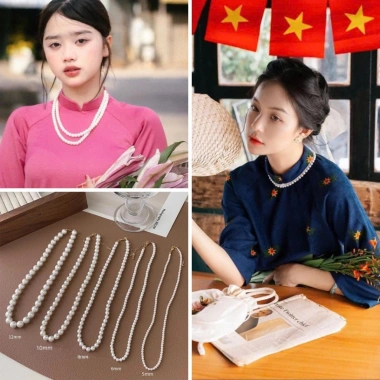 Dây chuyền ngọc trai nhân tạo choker áo dài Tết 2.026 – Giá 22.000đ, phụ kiện bà ba