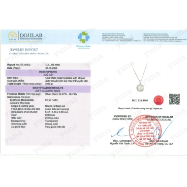 Dây chuyền nữ bạc 7mm Moissanite mặt vuông thanh lịch - tặng hộp & bộ VS, chỉ 220k