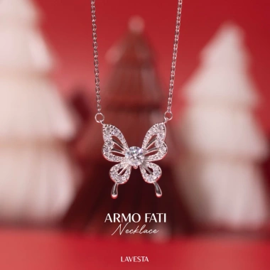 Dây chuyền nữ bạc xi bạch kim 5 ly Moissanite LAVESTA KC113 cánh bướm lấp lánh 2