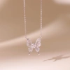 Dây chuyền nữ bạc xi bạch kim 5 ly Moissanite LAVESTA KC113 cánh bướm lấp lánh 3