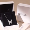 Dây chuyền nữ bạc xi bạch kim 5 ly Moissanite LAVESTA KC113 cánh bướm lấp lánh 5