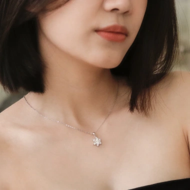 Dây chuyền nữ bạc xi bạch kim đá Moissanite 6,5 ly GRA LAVESTA KC34 mặt ngôi sao quyến rũ 2