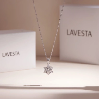 Dây chuyền nữ bạc xi bạch kim đá Moissanite 6,5 ly GRA LAVESTA KC34 mặt ngôi sao quyến rũ 3