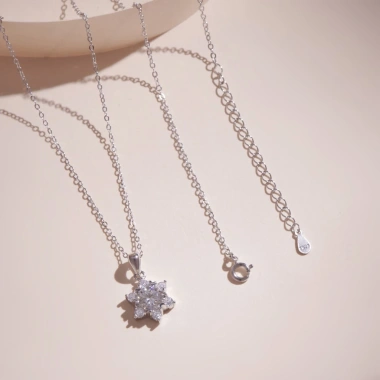 Dây chuyền nữ bạc xi bạch kim đá Moissanite 6,5 ly GRA LAVESTA KC34 mặt ngôi sao quyến rũ 5