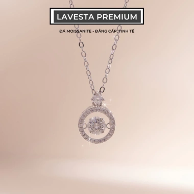 Dây chuyền nữ bạc xi bạch kim Moissanite 5 ly LAVESTA KC71 – Mặt đá nhảy Infinity
