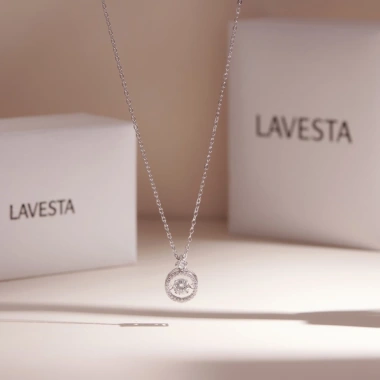 Dây chuyền nữ bạc xi bạch kim Moissanite 5 ly LAVESTA KC71 – Mặt đá nhảy Infinity