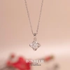 Dây chuyền nữ bạc xi bạch kim Moissanite 6.5 ly KC106 cỏ 4 lá Bonheur - 1,6 triệu 2