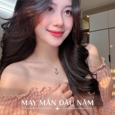 Dây chuyền nữ bạc xi bạch kim Moissanite 6.5 ly KC106 cỏ 4 lá Bonheur - 1,6 triệu