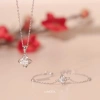Dây chuyền nữ bạc xi bạch kim Moissanite 6.5 ly KC106 cỏ 4 lá Bonheur - 1,6 triệu 5
