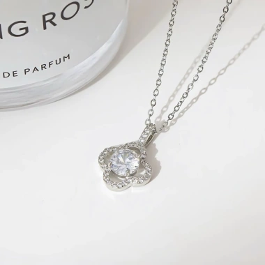 Dây chuyền nữ bạc Ý đá Moissanite mẫu mộc hoa thanh lịch, tặng hộp và bộ vệ sinh giá ưu đãi 490k
