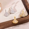 Dây chuyền nữ bạc Ý mạ vàng Moissanite Quạt Phú Quý - tặng hộp VS, 190k 7