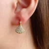 Dây chuyền nữ bạc Ý mạ vàng Moissanite Quạt Phú Quý - tặng hộp VS, 190k 10