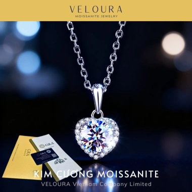 Dây Chuyền Nữ Kim Cương Moissanite 1 Carat Chính Hãng VELOURA Dáng Trái Tim GRA VJDC005 Giá 1.129.000₫